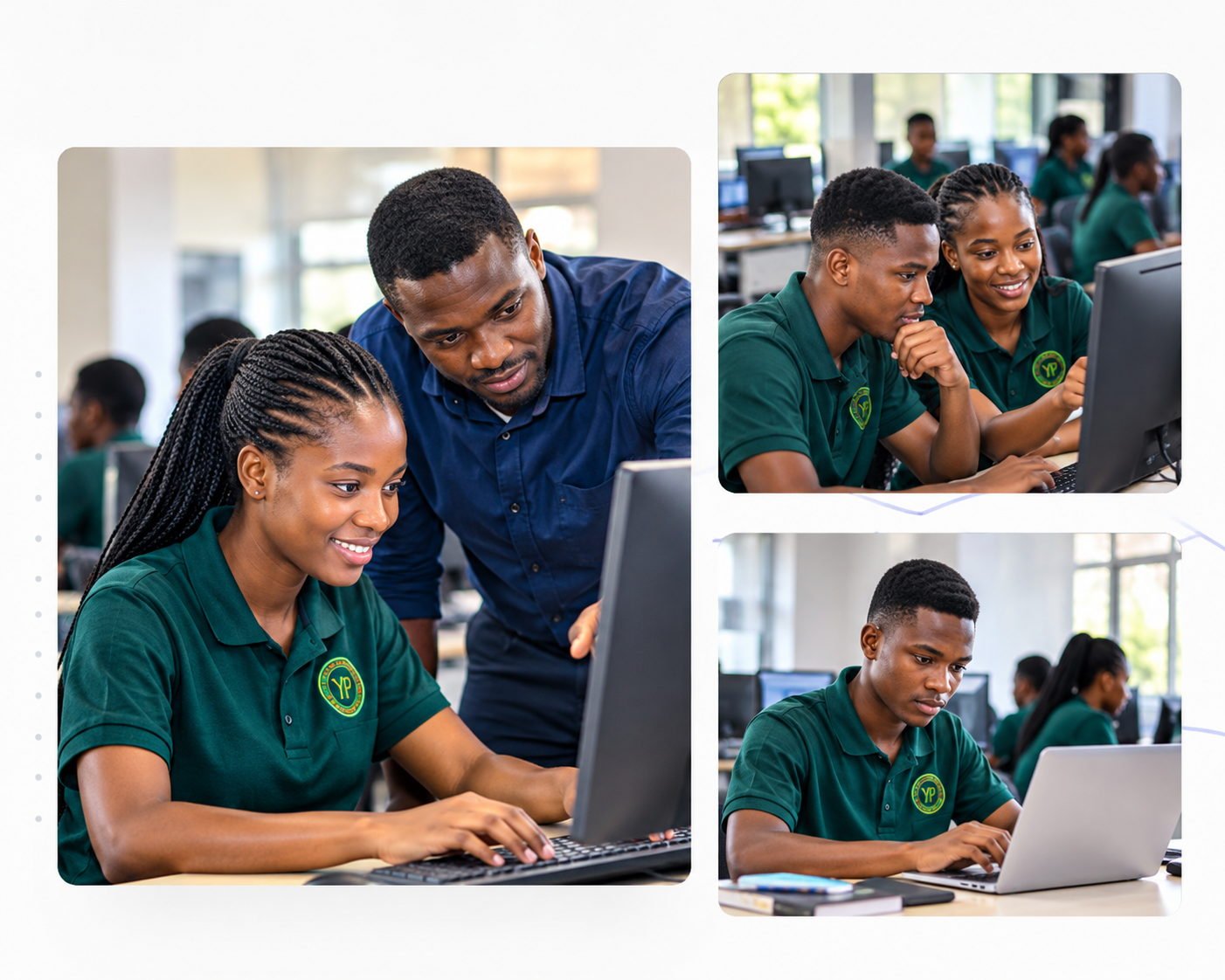 Chawama Skills Training Centre students learning ICT and computer skills