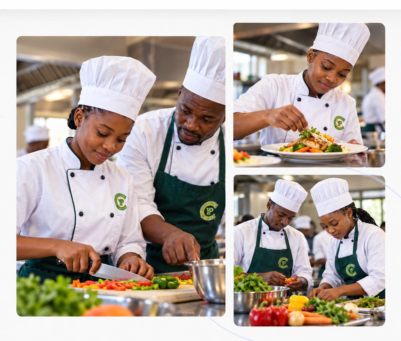 Food Production learners preparing food at Chawama Skills Training Centre